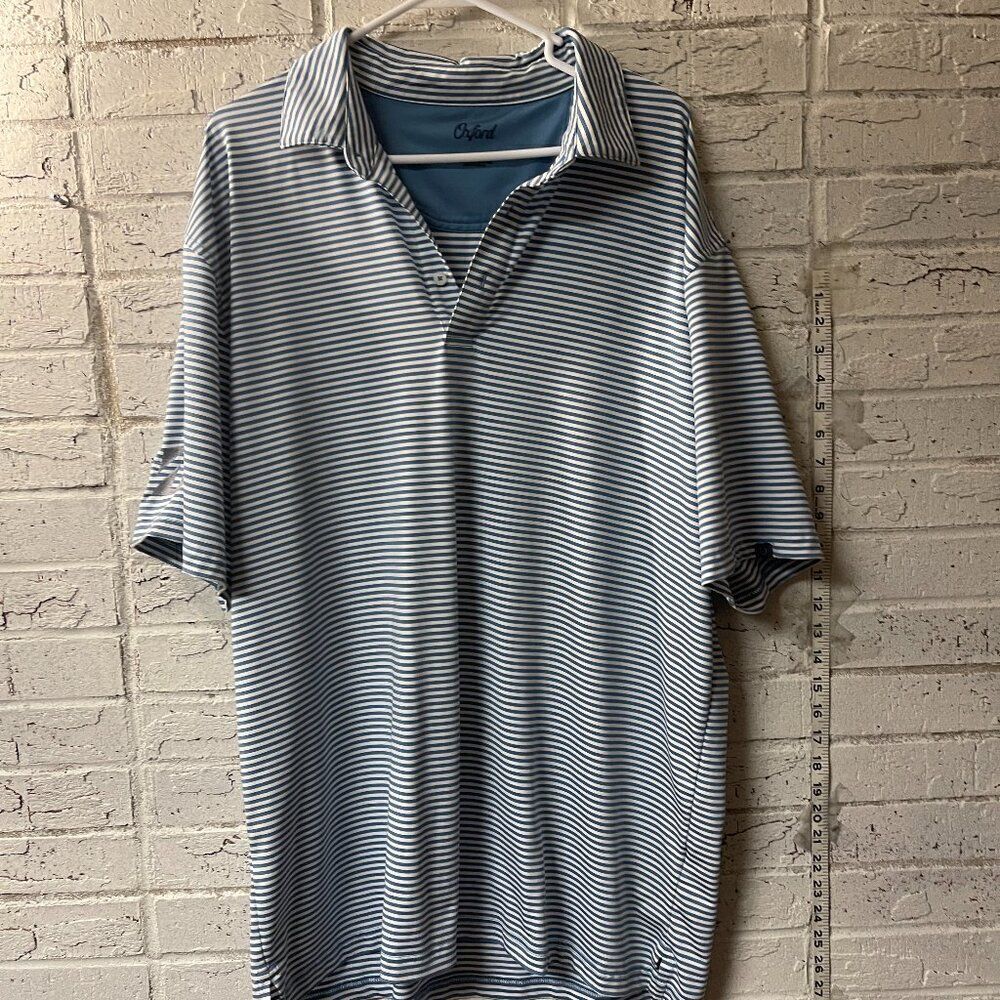 Oxford Blue White striped sports athletic golf polo shirt men’s size XXL